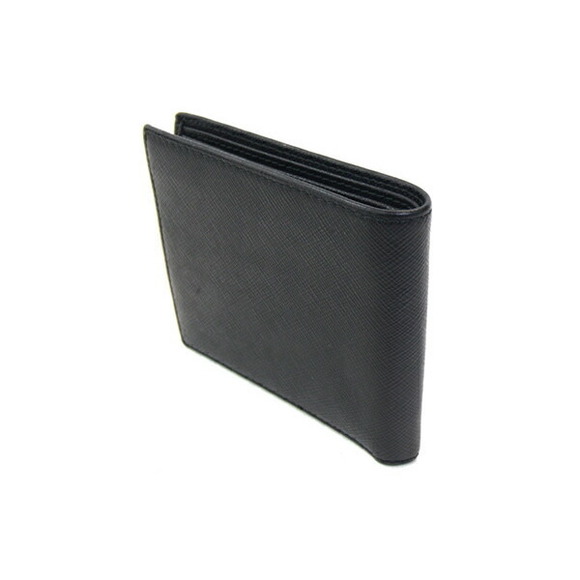 Prada Saffiano Leather Black Wallet Logo - Picture 1 of 7